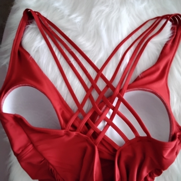 JANTZEN RED ONE PIECE RUCHED BATHING SUIT - Picture 5 of 7